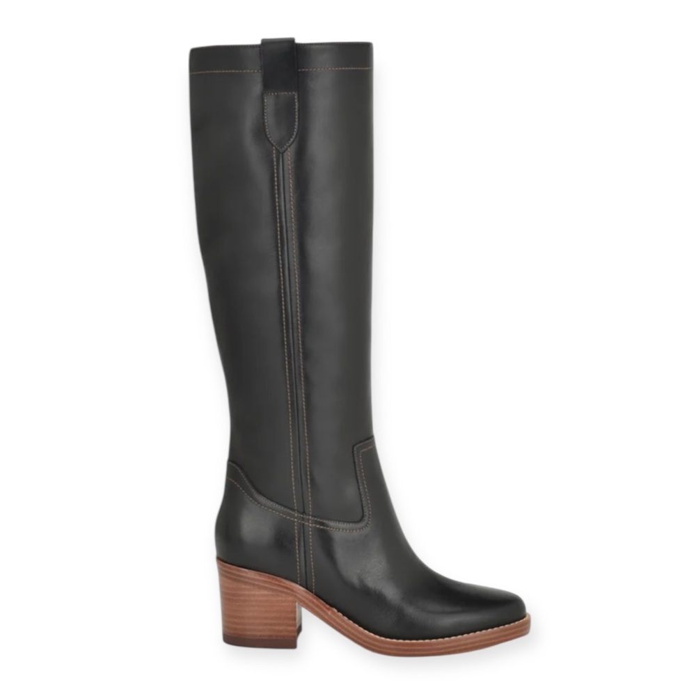 NINE WEST HECEE BLACK LEATHER KNEE-HIGH BOOTS VINTAGE CAMPUS STYLE **NIB** - Picture 9 of 16